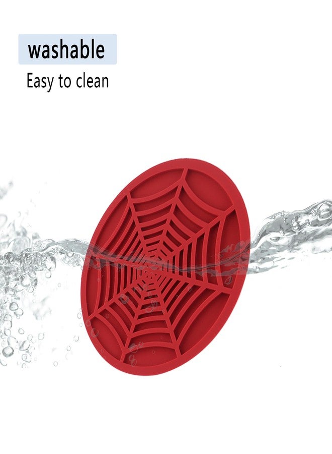 Salior 4PCS Silicone Car Coasters,Unique Spider Web Non-Slip Car Cup Holder Coaster Car Interior Accessories,Universal 2.75 Inch Car Drink Coaster for Women Men (Red) - Image 4